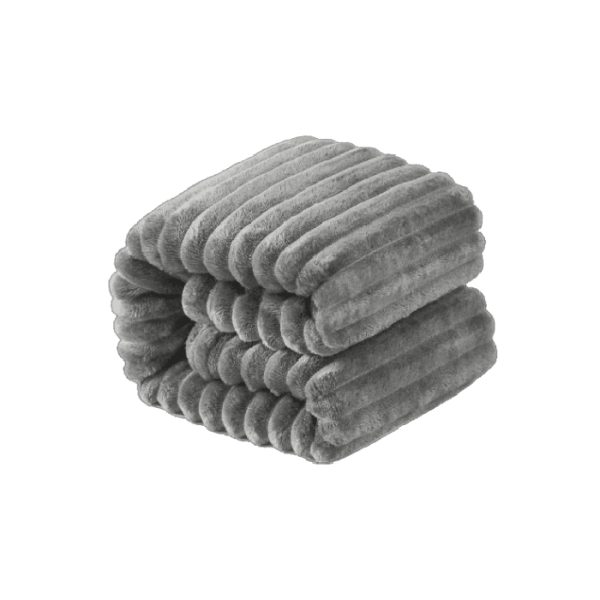 Cozzy Flannel Fleece Rush Fabric Quality Cover Sofa/Bed Throw Blanket - Grey
