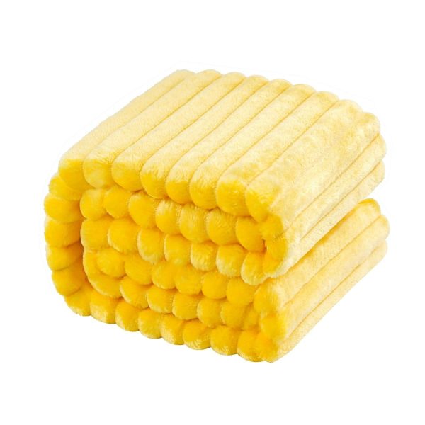 Cozzy Flannel Fleece Rush Fabric Quality Cover Sofa/Bed Throw Blanket - Yellow