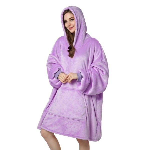 Winter Oversized Fleece Hooded  Blanket - Purple
