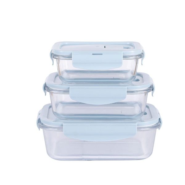Borosilicate Glass Food Storage Container Set with Lids - 3 Piece