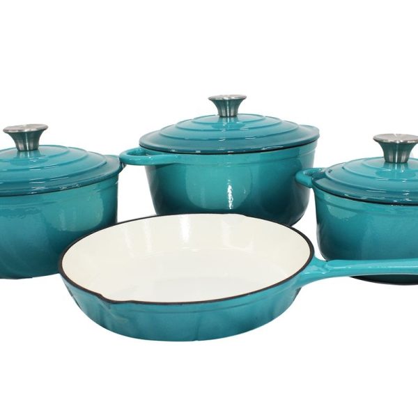 GB 7psc Cast Iron Pot set/Cookware Set - Blue