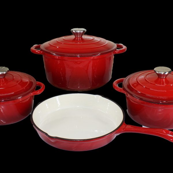 GB 7psc Cast Iron Pot set/Cookware Set - Red
